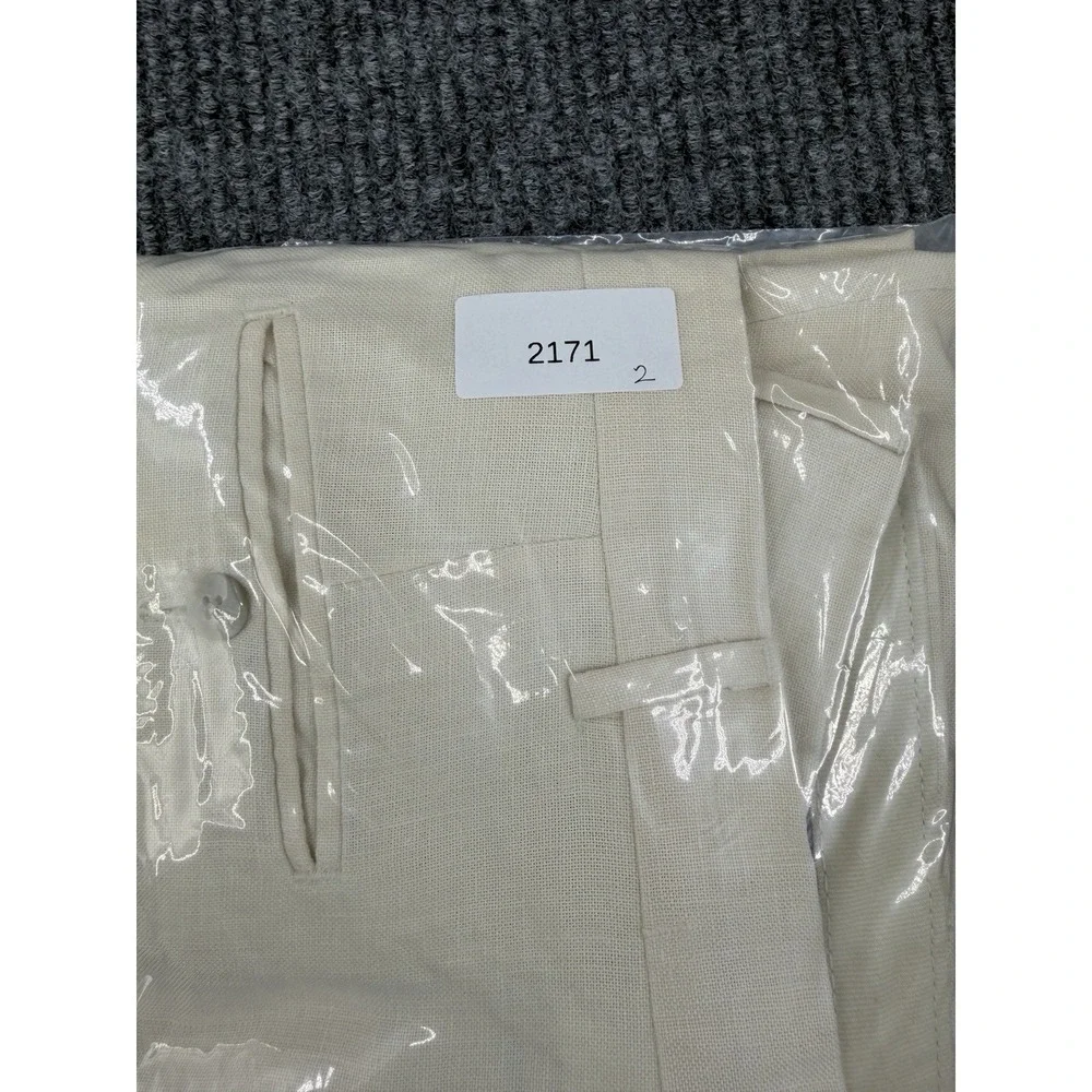 Berle Men's Linen Pants 40R 40x31 Beige Dress Trousers High Waisted Pleated READ